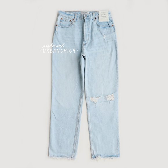 NWT ABERCROMBIE 90s Straight Jean Light Ripped size 30 - Picture 6 of 14